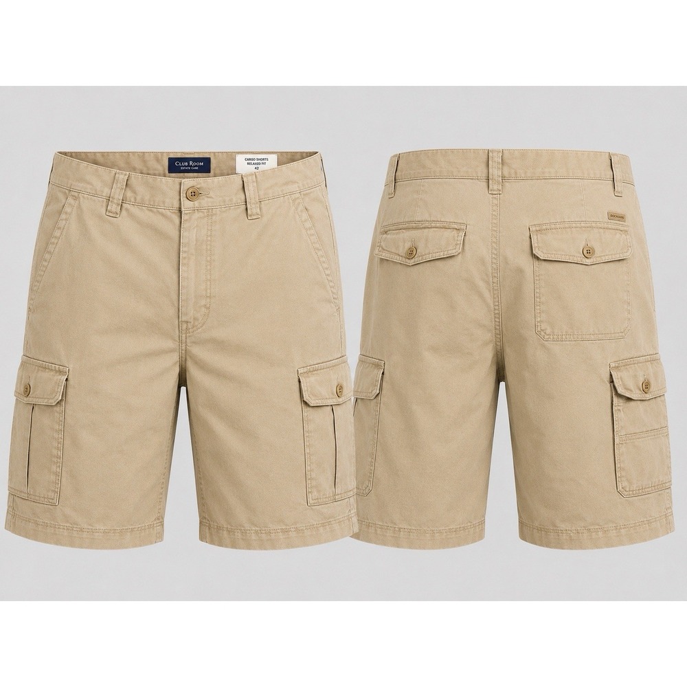 NWT Club Room Cargo Shorts Men's 42 TAN Utility Cotton Classic Summer Casual